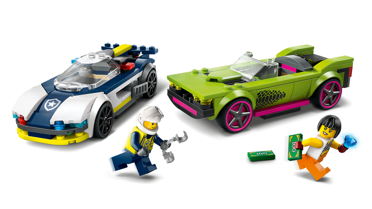 LEGO® City 60415 Verfolgungsjagd mit Polizeiauto und Muscle Car – Detailansicht 1
