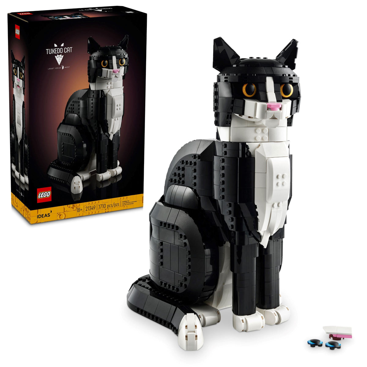 LEGO® Ideas 21349 Schwarz-weiße Katze – Verpackung mit Modell