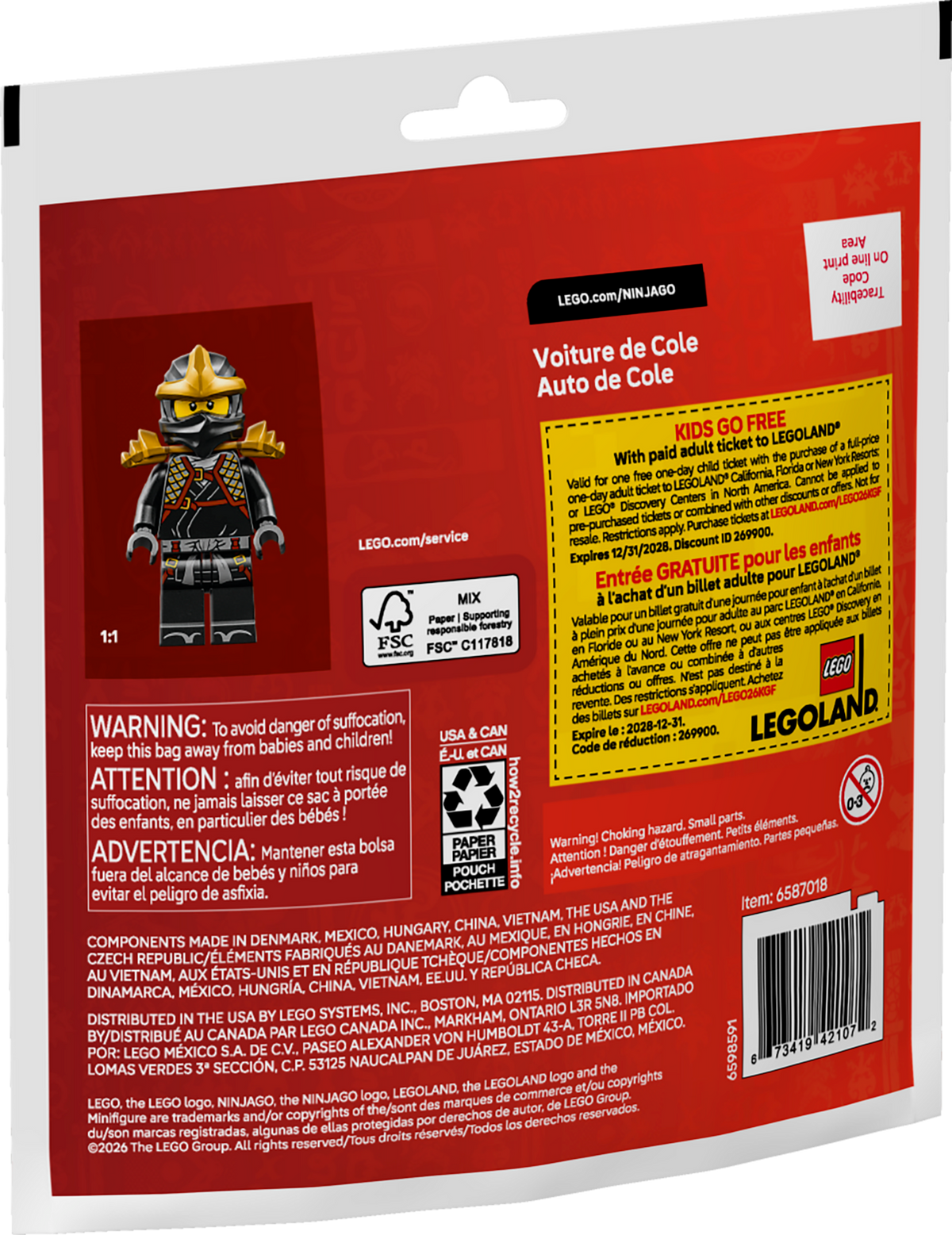 LEGO® Ninjago 30723 Ninja Coles Flitzer – Verpackung Rückseite
