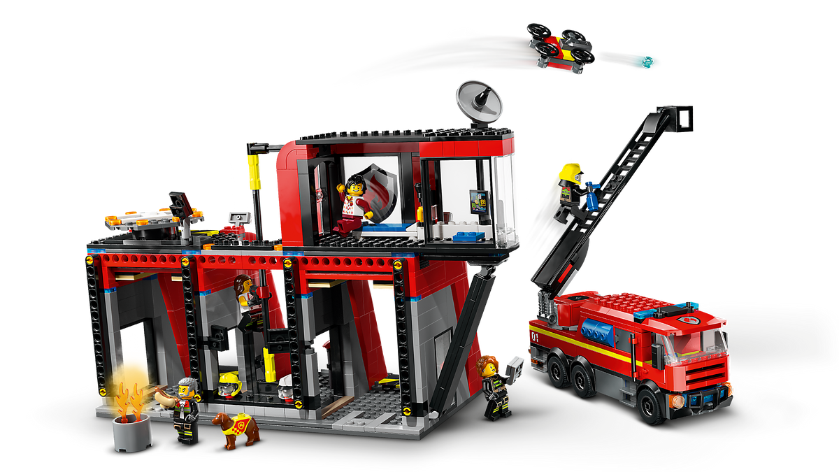 LEGO® City 60414 Feuerwehrstation mit Drehleiterfahrzeug – Detailansicht 1