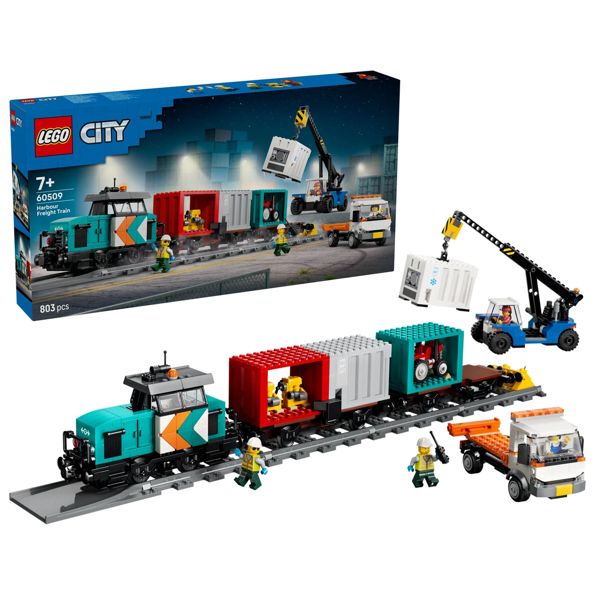 LEGO® City 60509 Hafengüterzug mit Kran und LKW – Ansicht 1