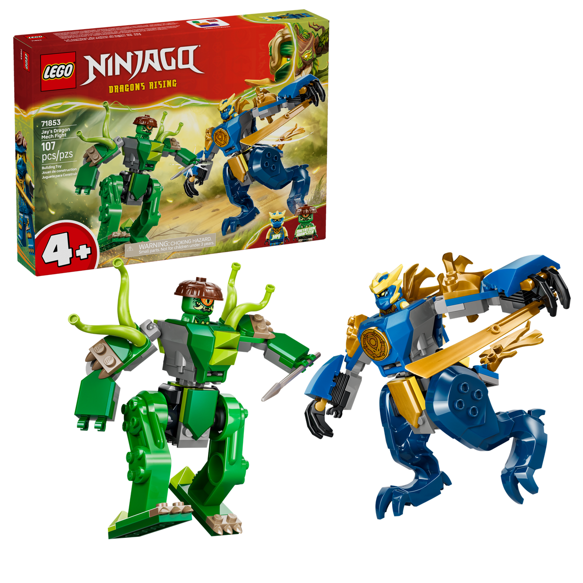 LEGO® Ninjago 71853 Duell mit Jays Drachen-Mech – Verpackung mit Modell