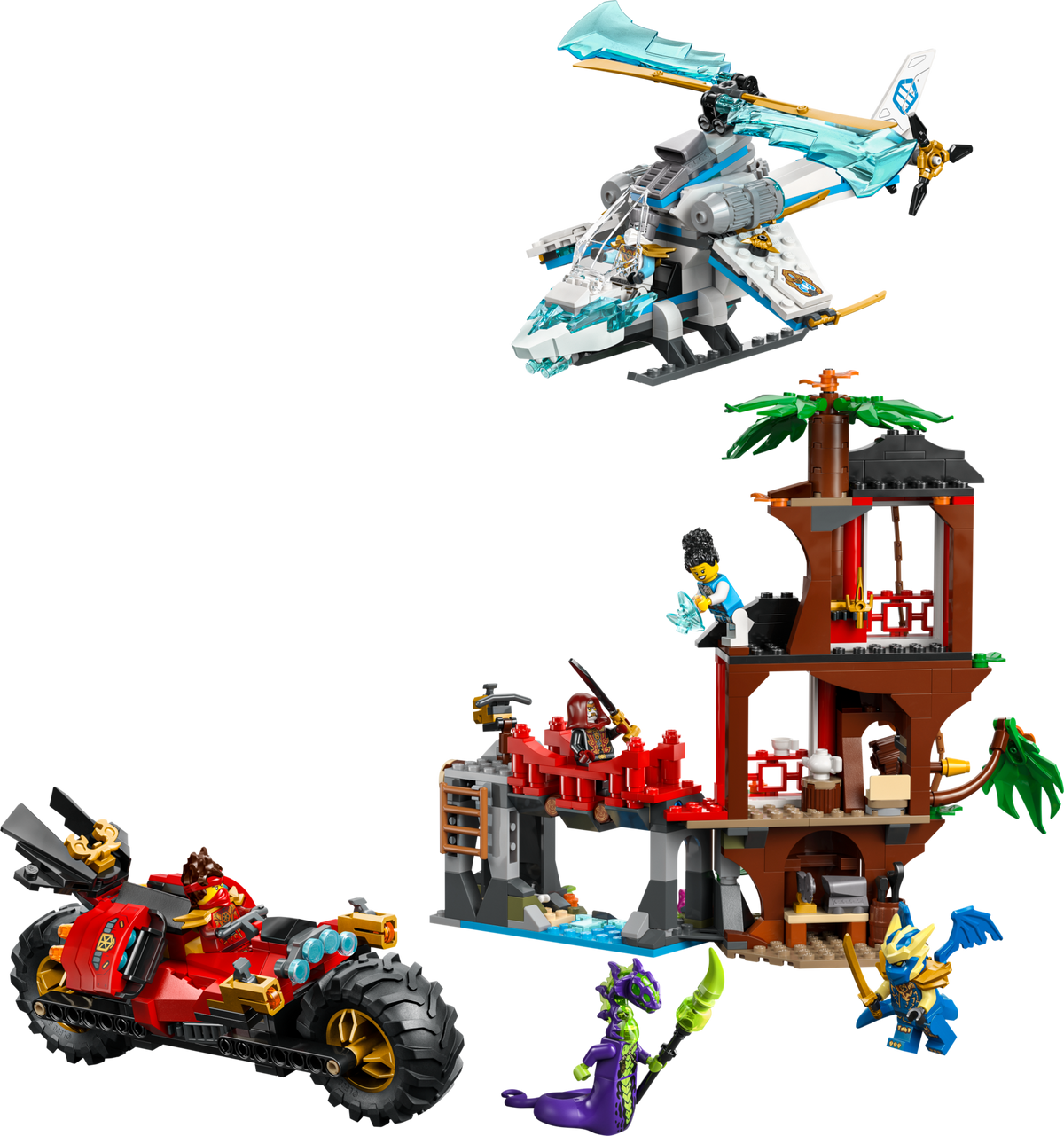 LEGO® Ninjago 71857 Showdown am Baumhaus mit dem Ninja-Bike – Modell