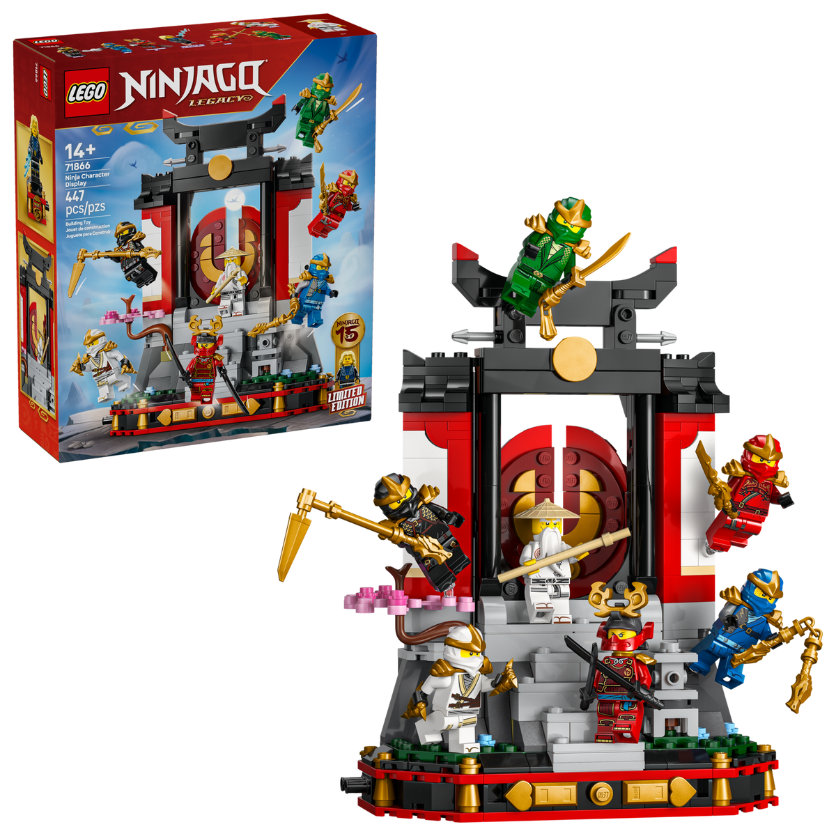 LEGO® Ninjago 71866 15-jähriges Jubiläum: Ninja-Charaktere zum Ausstellen – Verpackung mit Modell