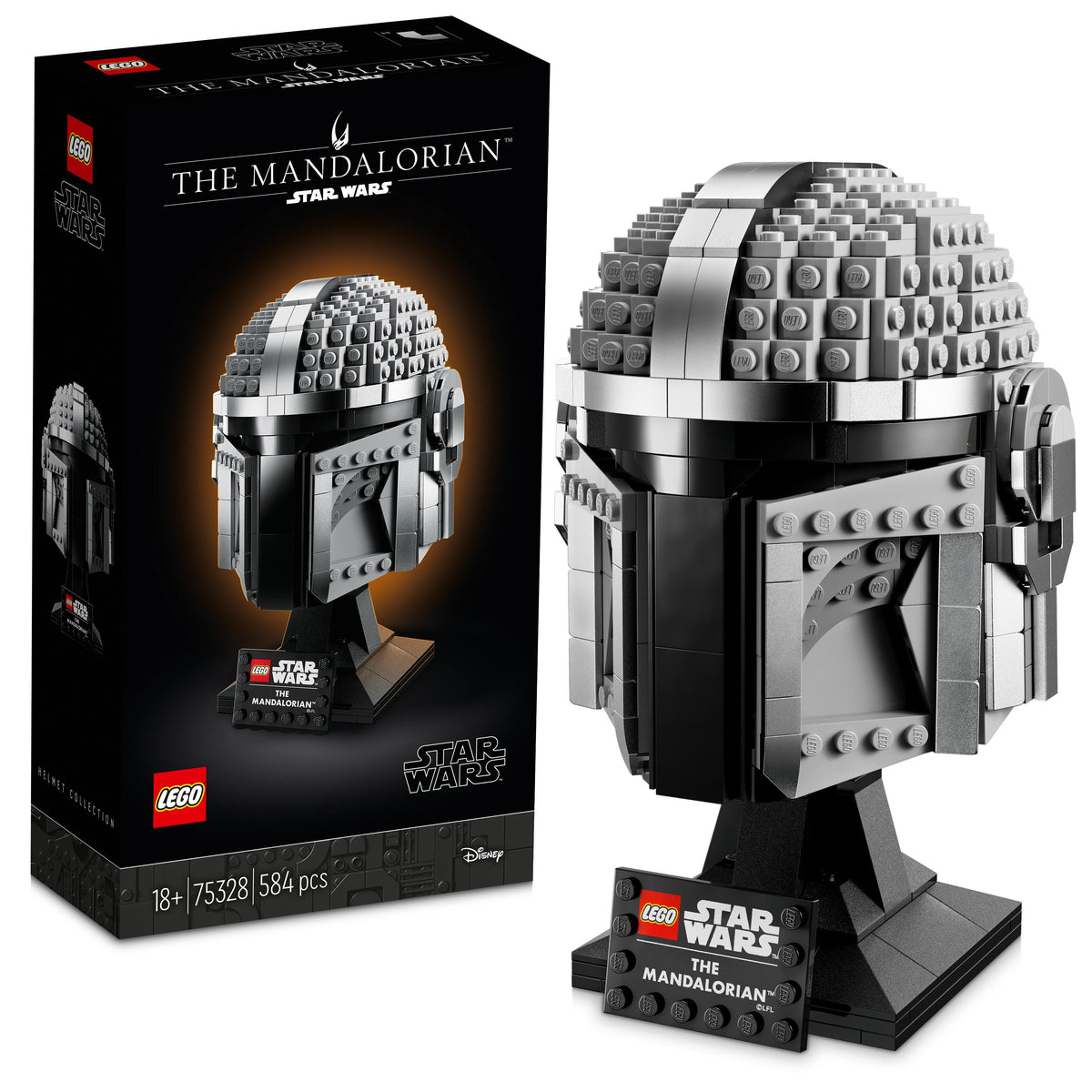 LEGO® Star Wars 75328 Mandalorianer Helm – Verpackung mit Modell