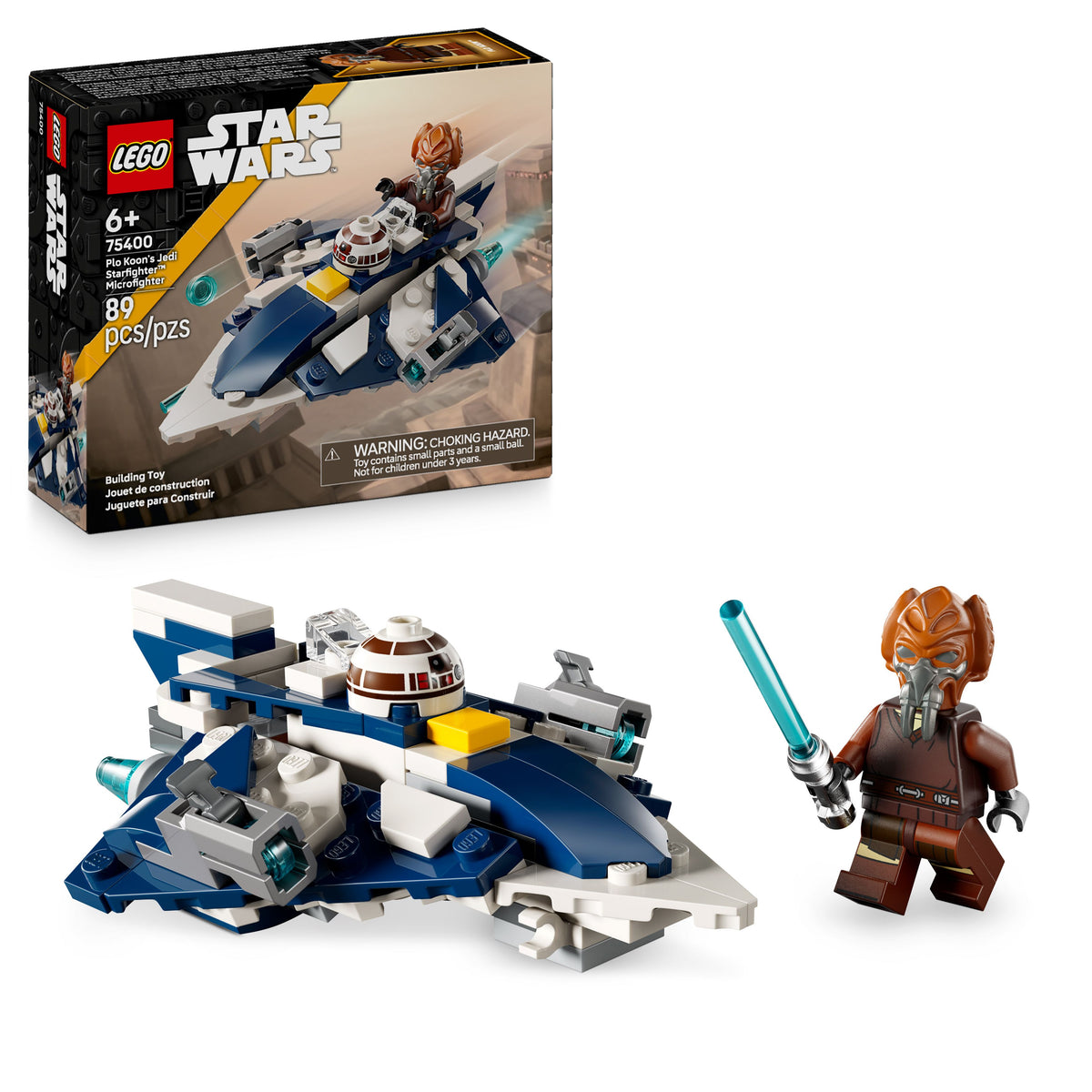 LEGO® Star Wars 75400 Plo Koons Jedi Starfighter™ Microfighter – Verpackung mit Modell