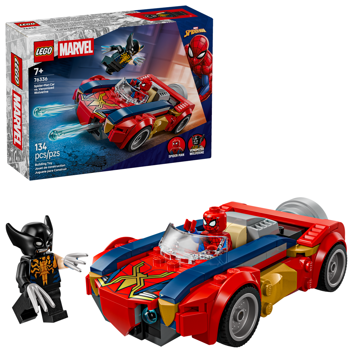 LEGO® Super Heroes 76336 Spider-Man Auto vs. Venomized Wolverine – Verpackung mit Modell