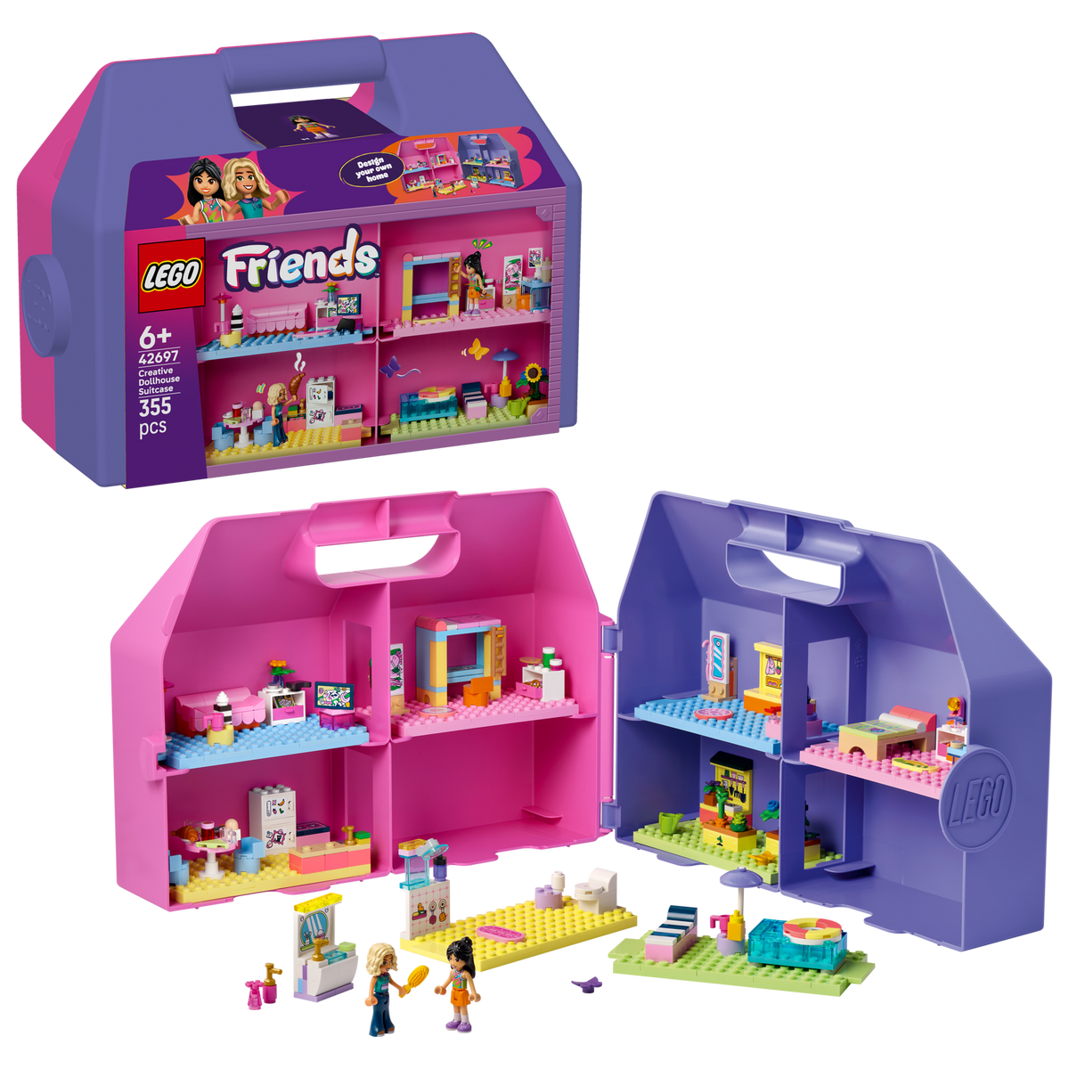 LEGO® Friends 42697 Kreativer Puppenhauskoffer – Verpackung mit Modell