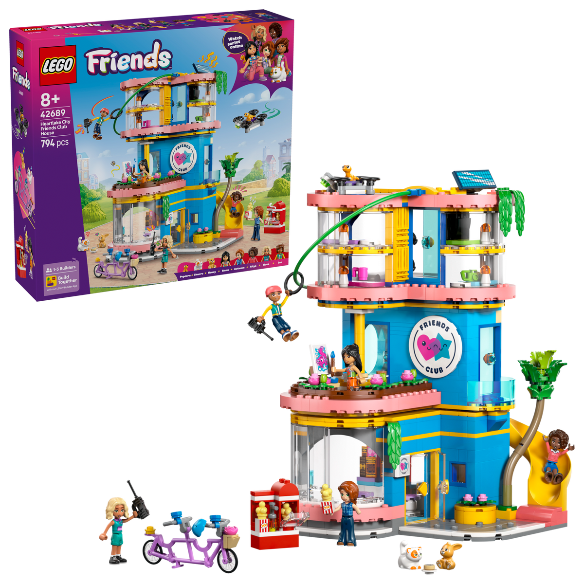 LEGO® Friends 42689 Heartlake City Clubhaus der Freunde – Verpackung mit Modell