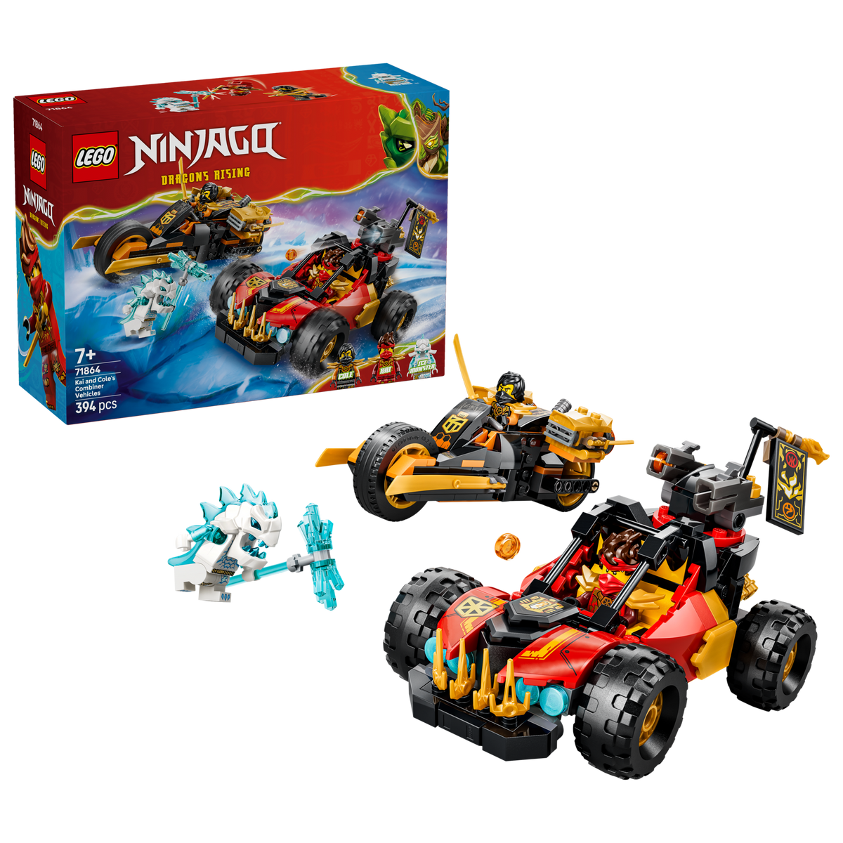 LEGO® Ninjago 71864 Kais und Coles Kombi-Flitzer – Verpackung mit Modell